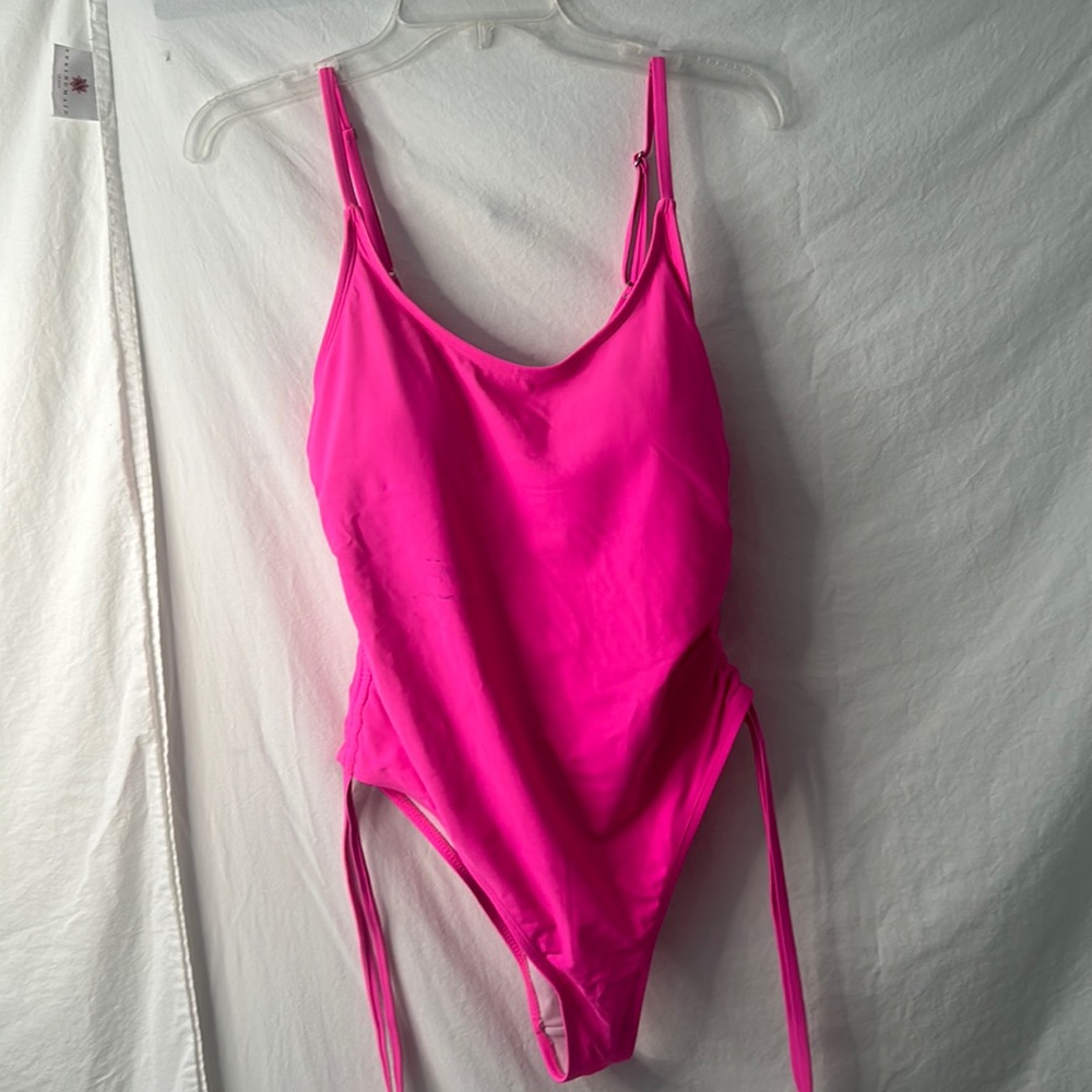 One piece, pink ladies, bathing suit, size large